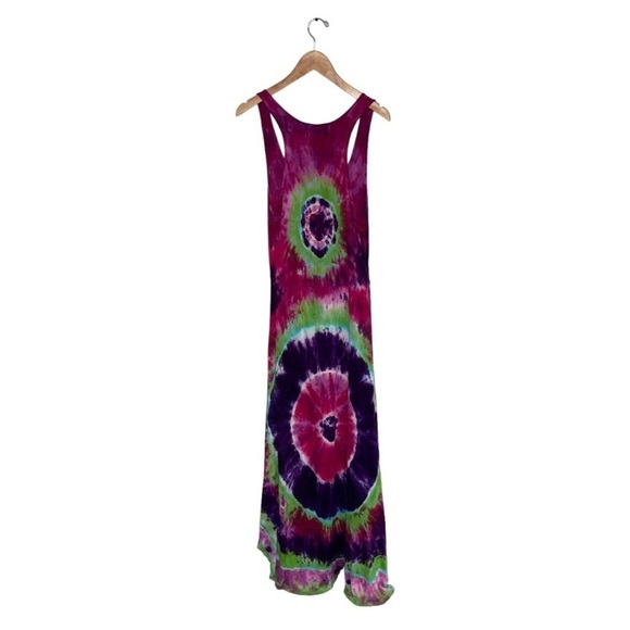 QED‎ London Tie-Dye Dress Size  Small Multicolour Pink High-Low Cut Maxi Tank - Picture 4 of 7